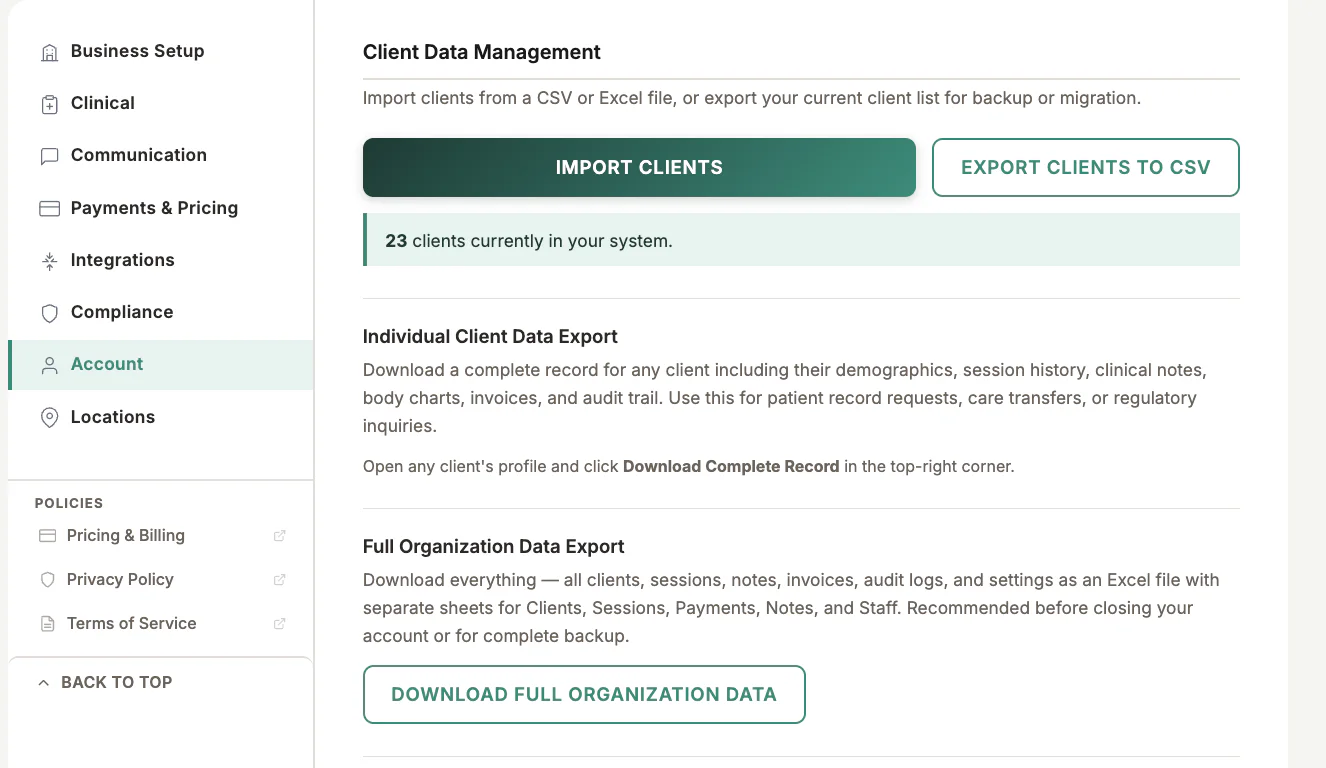 Account Data Management in MyoMesh