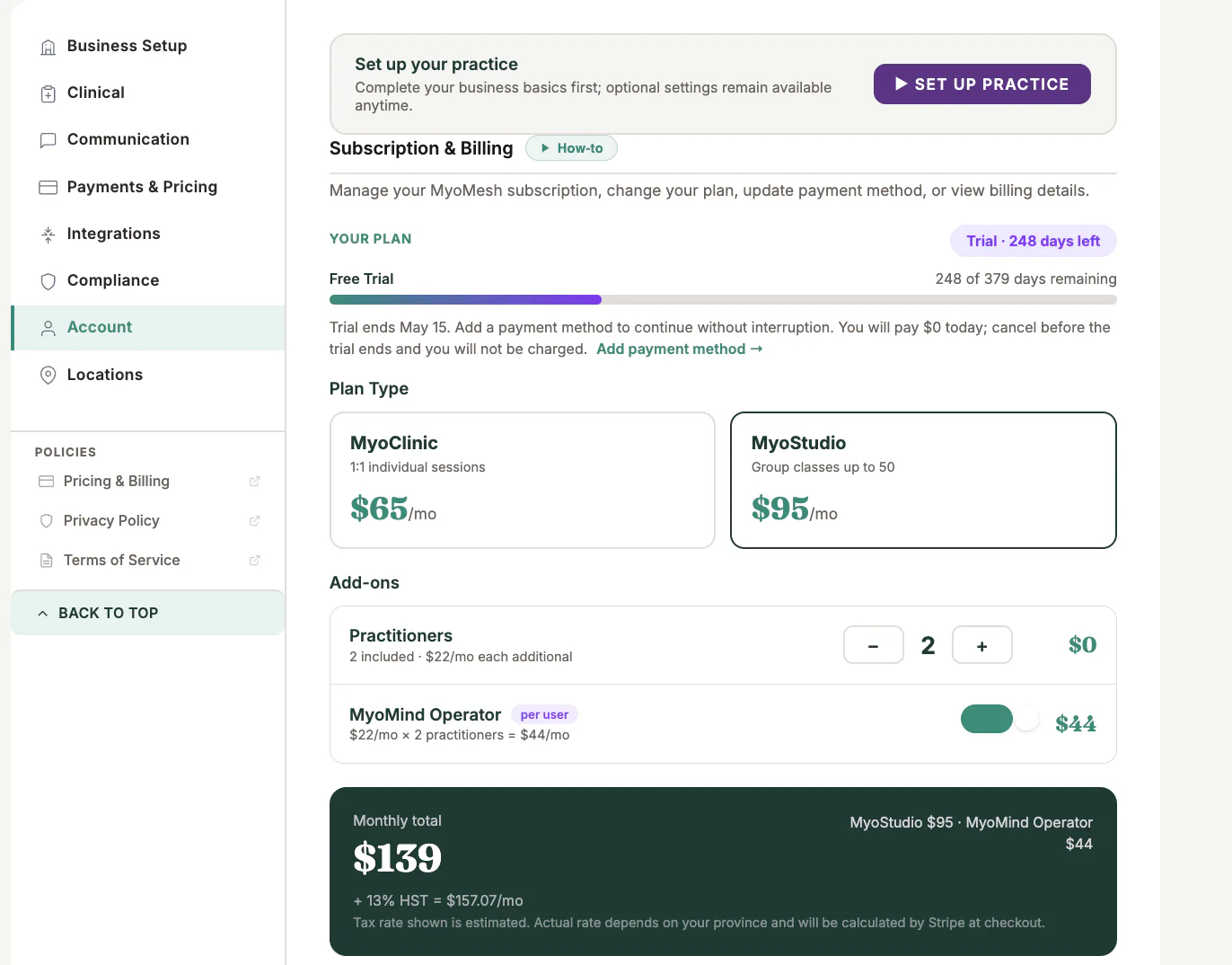 Account Subscription in MyoMesh