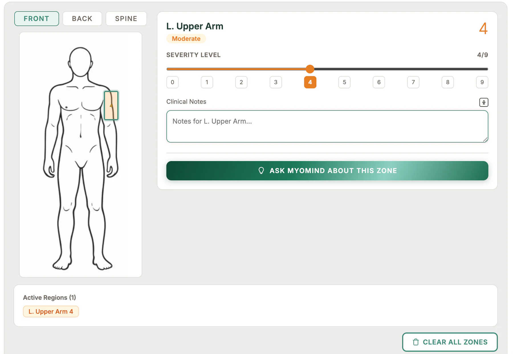 Body Chart Clinical in MyoMesh