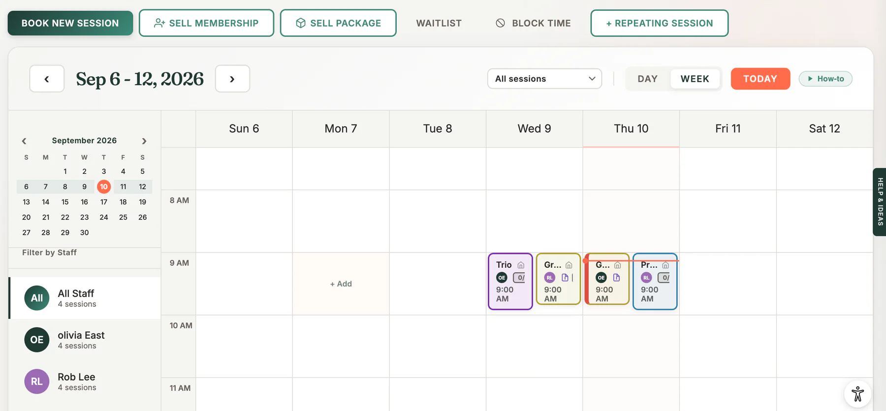 Calendar Session Colors in MyoMesh