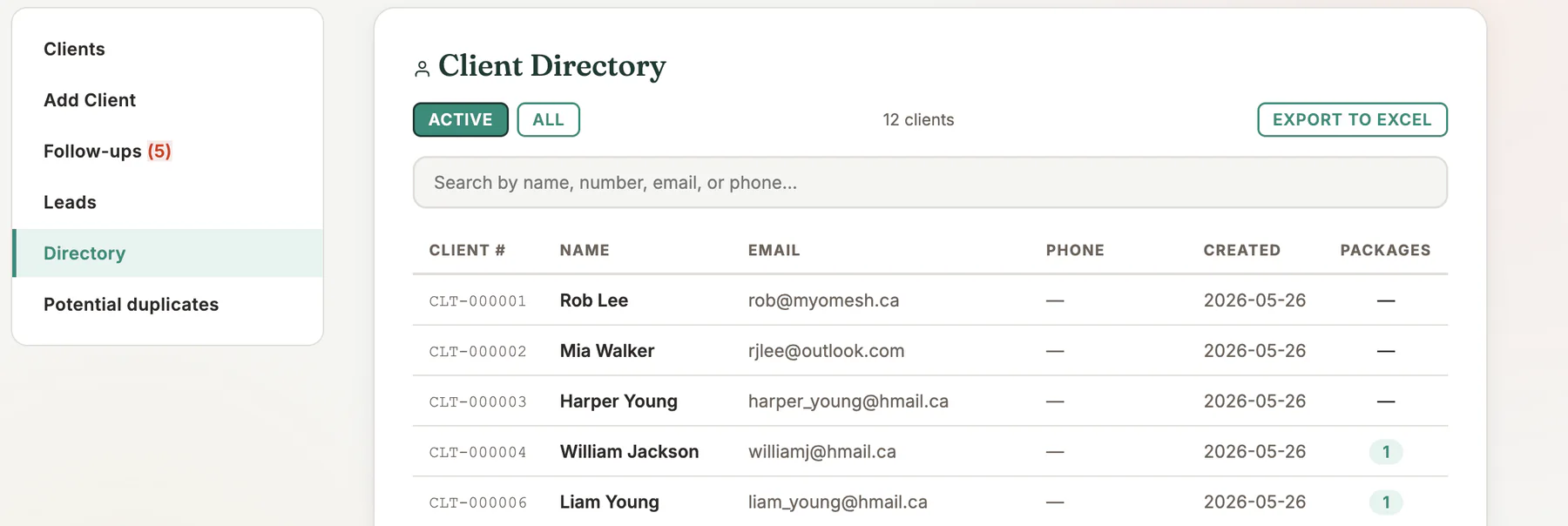 Client Directory in MyoMesh
