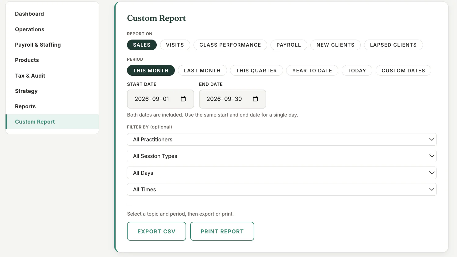 Custom Report in MyoMesh