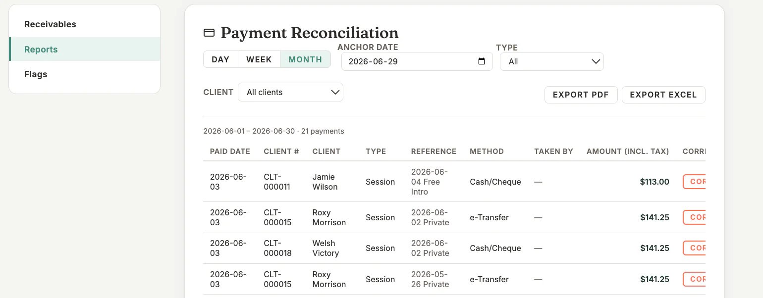 Payment Reconciliation in MyoMesh