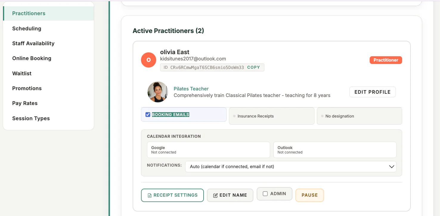 Practitioner List in MyoMesh