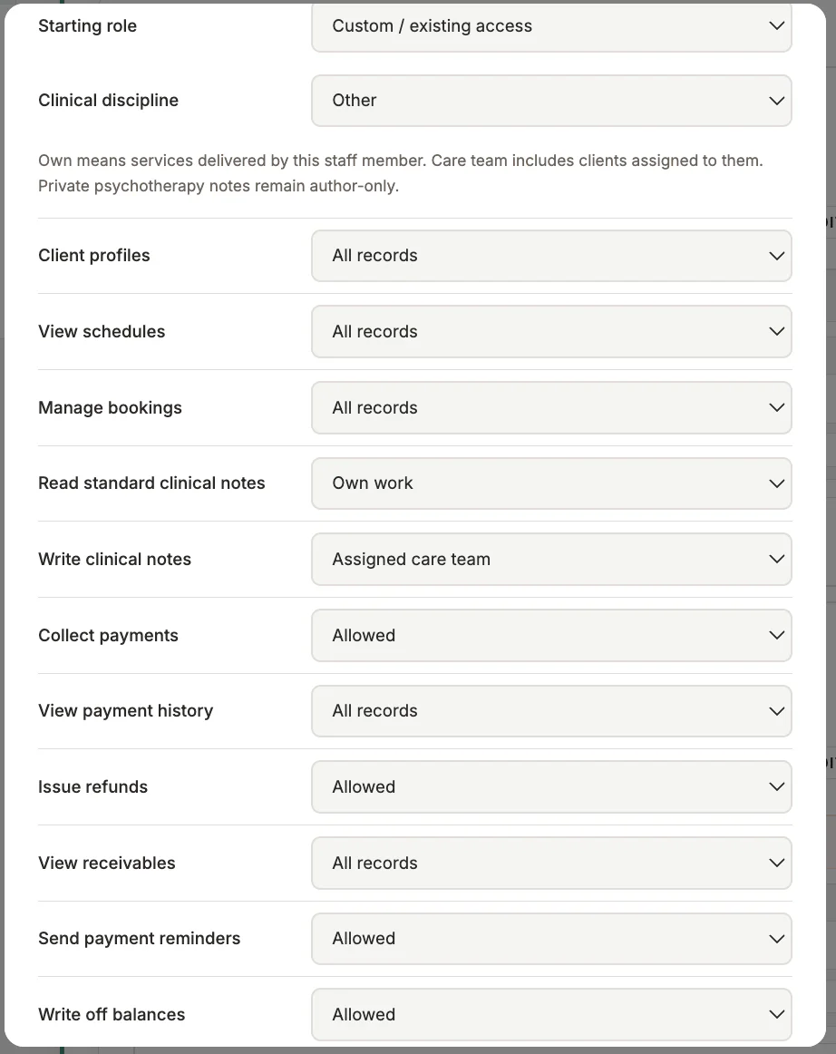 Practitioner Permissions in MyoMesh
