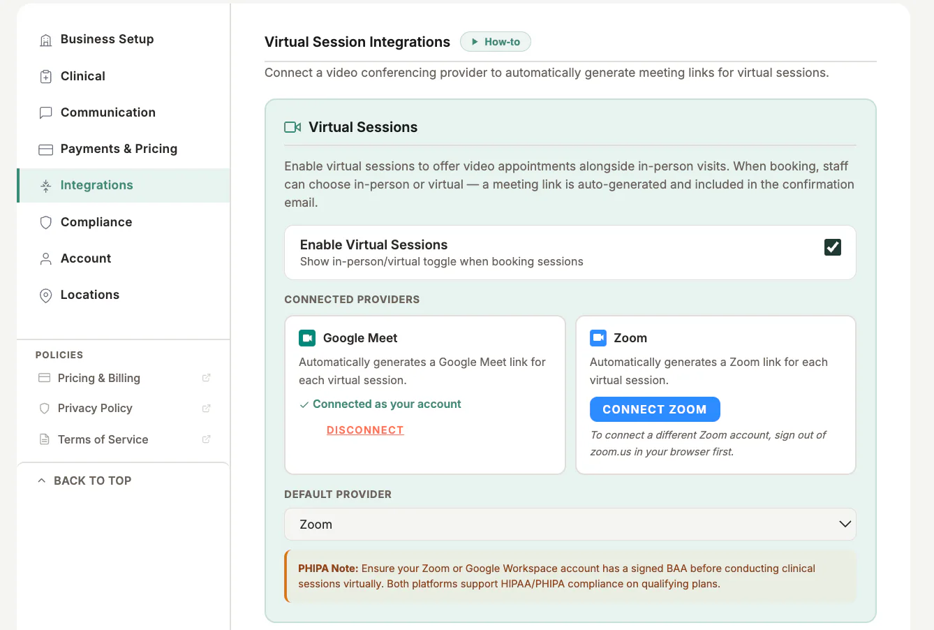 Virtual Session Integrations in MyoMesh