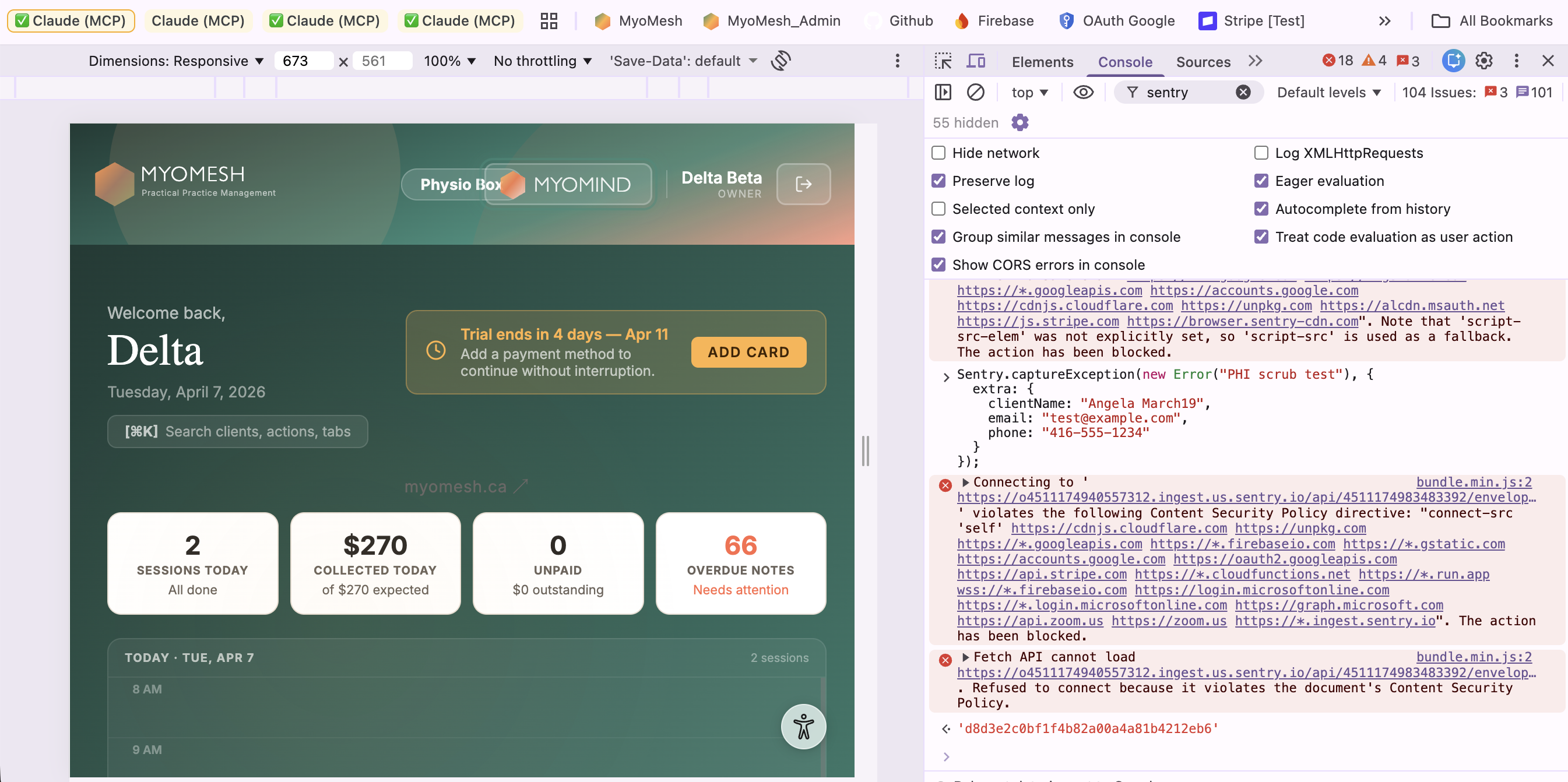 MyoMind AI pre-visit brief showing client history and suggested questions