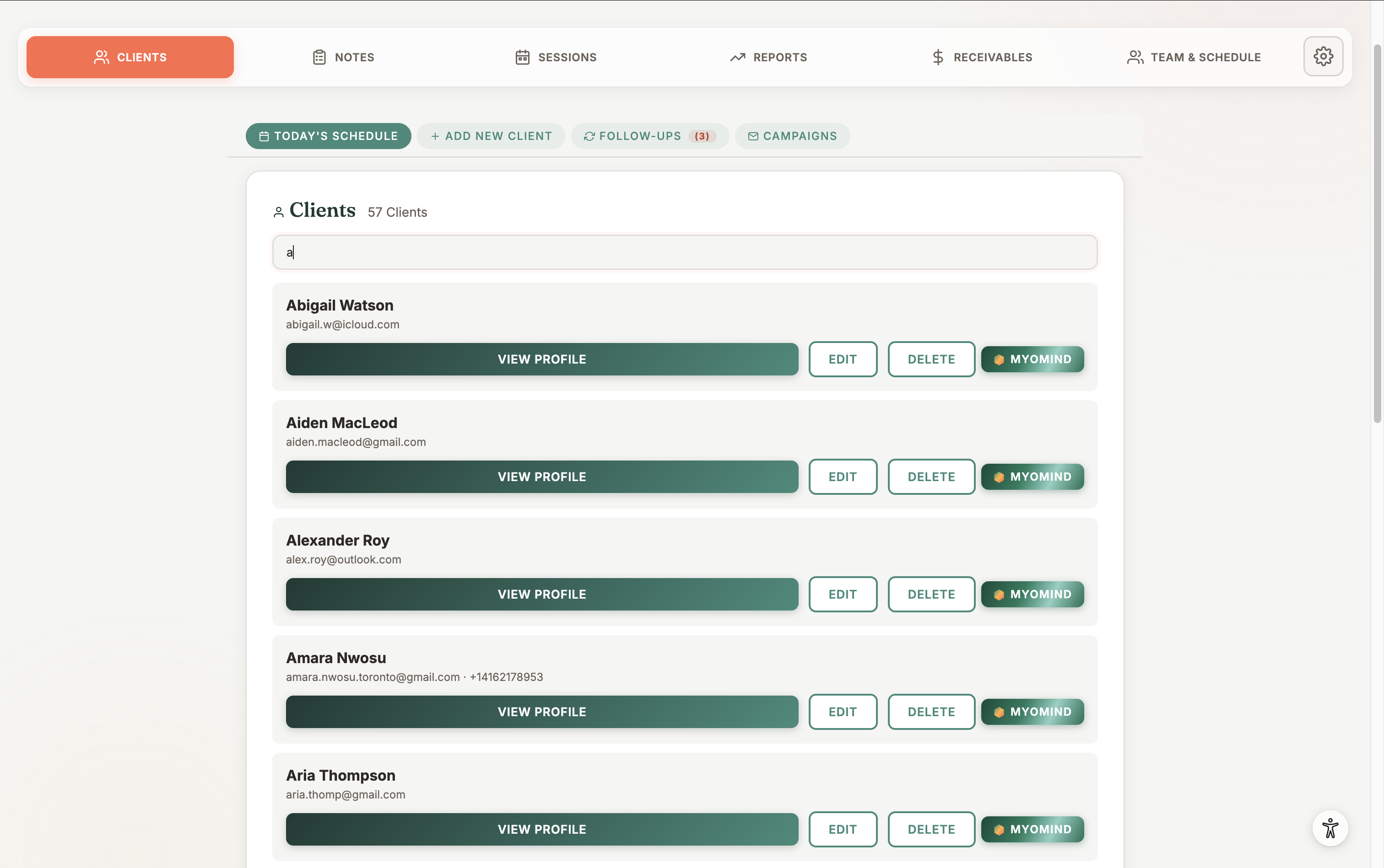 MyoMesh client list import from Jane or Cliniko CSV