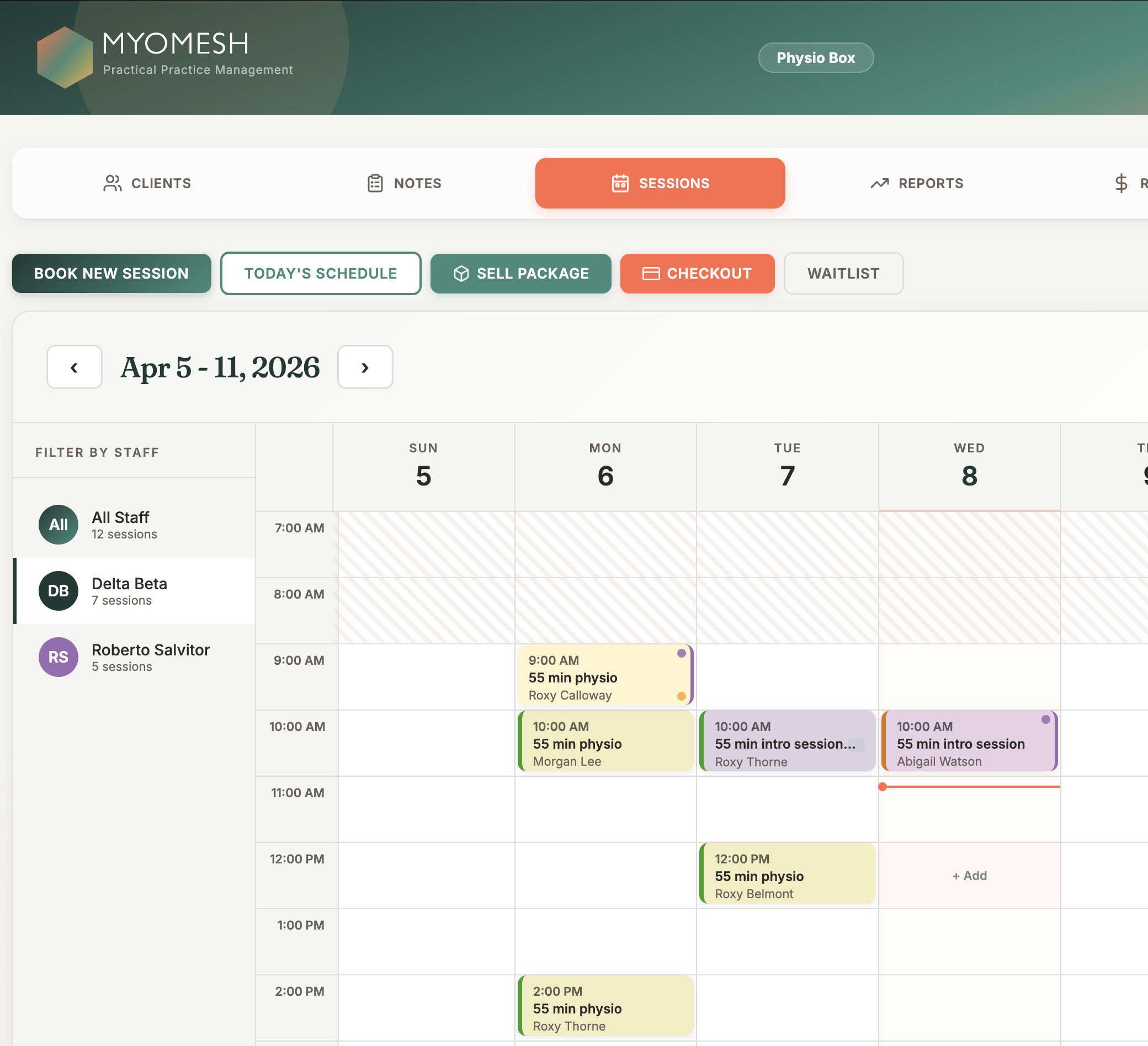 MyoMesh team management and practitioner setup